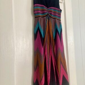 Missoni Empire Waist Knit Midi Dress with Zig Zag Stripes